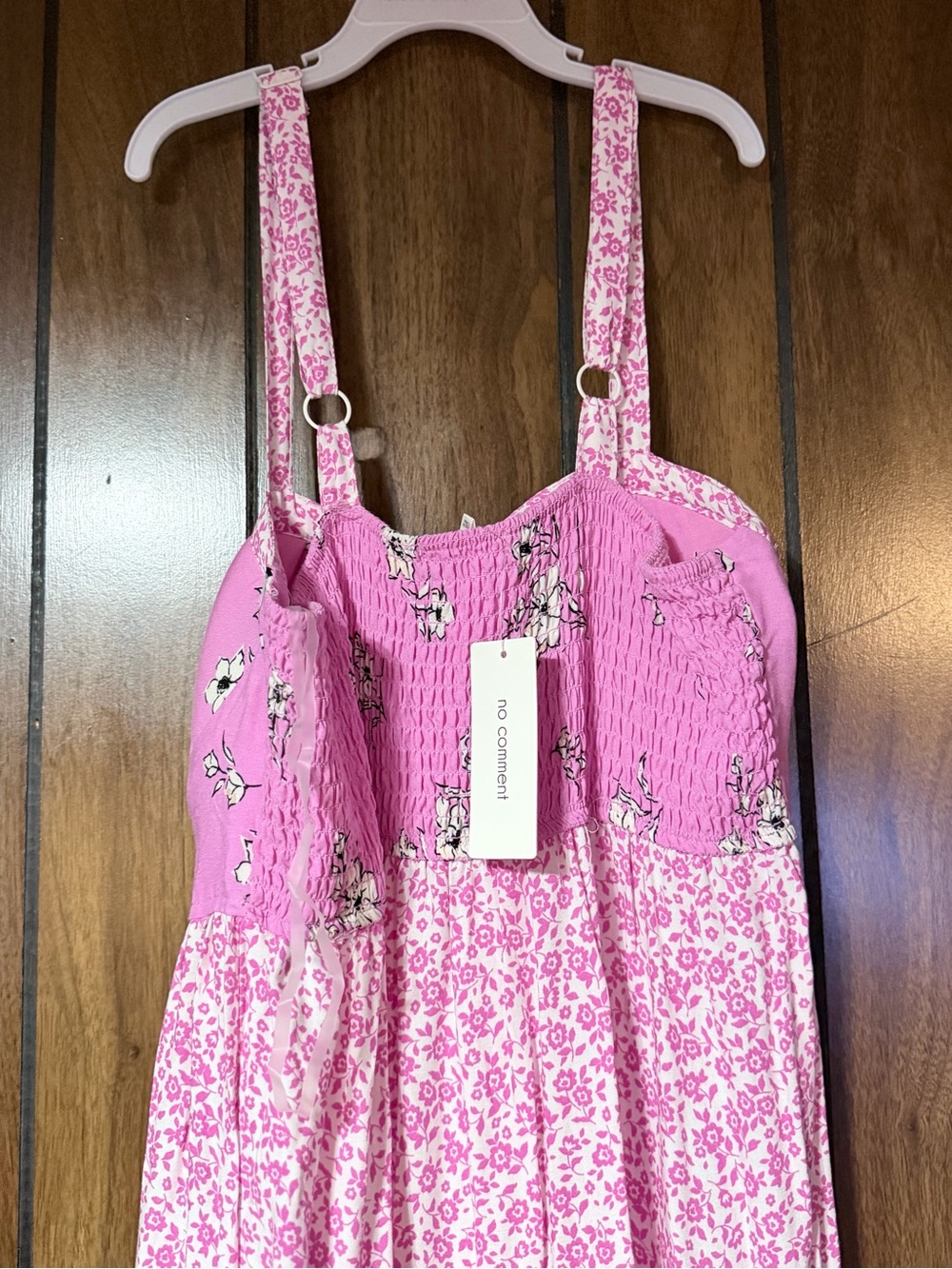 Pink Floral Maxi Dress with Spaghetti Straps - Picture 5 of 11